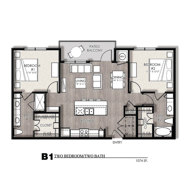 2 Beds • 2 Bath 3001 floor plan